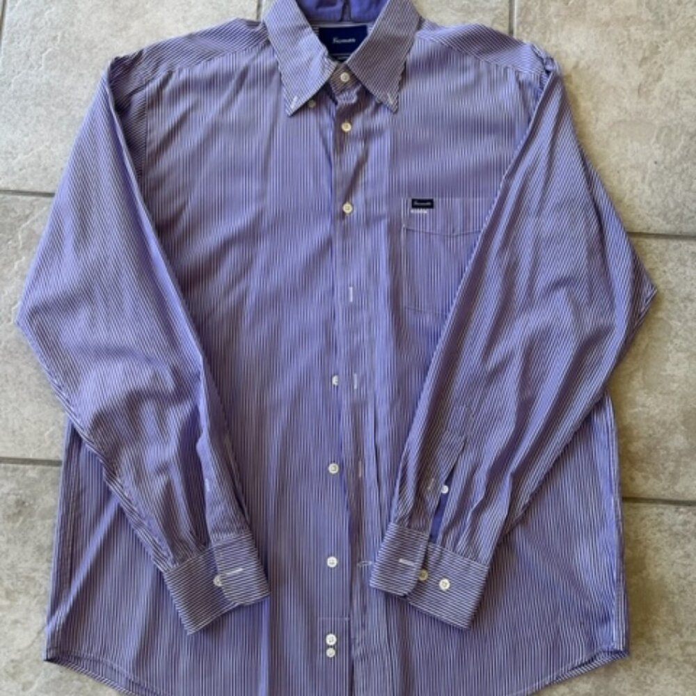 Faconnable Shirt Large Stripe Long Sleeve Button Down Men's Designed In France